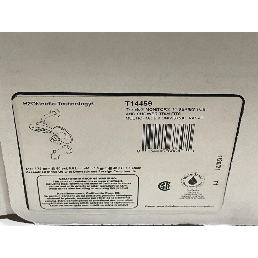 Delta T14459 Trinsic 14 Series Tub/Shower Trim Complete Chrome
